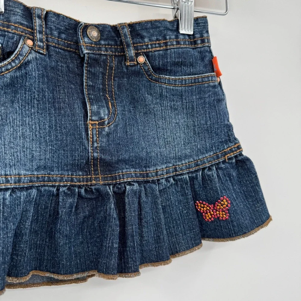 The Children's Place Dark Wash Denim Skort Butterfly Pattern Jewels Size‎ 4